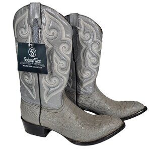 Sedona West Vintage Women's Western Gray Alligator Leather Boots 9D